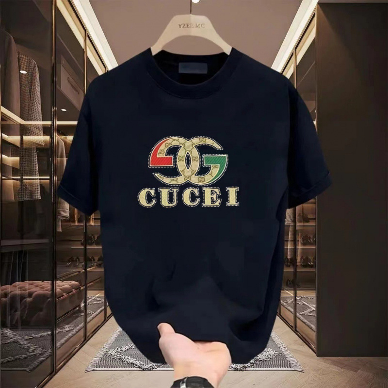 Wholesale overseas high-end pure cotton printed short-sleeve T-shirts for men, summer trendy fashion loose round-neck T-shirts Wholesale overseas high-end pure cotton printed short-sleeve T-shirts for men, summer trendy fashion loose round-neck T-shirts