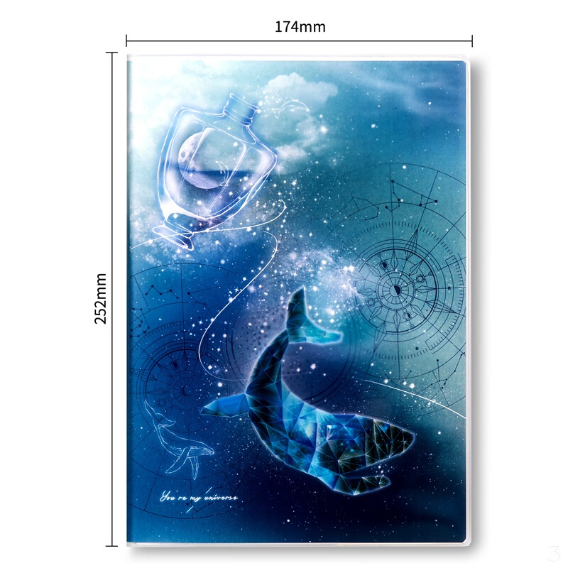 得力(deli)4本16k80张星海鲸梦系列学生胶套本套装 软抄本记事本