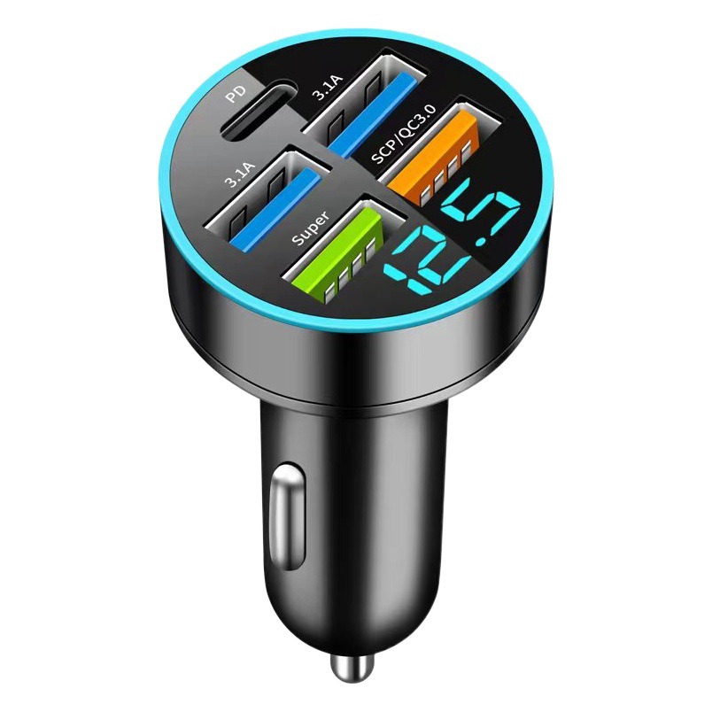 New qc3.0 car charger 66W 65W 40W super fast charge digital display car charger PD20W dual USB car charger