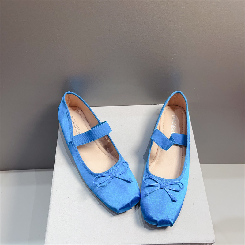 French Style Flat Heeled Red Shoes Women's Wedding Shoes Korean Style New Soft Bottom Flat Bean Shoes Bride Wedding Shoes