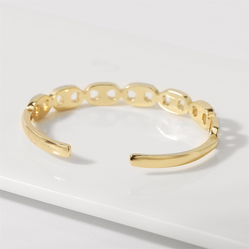 copper inlaid zircon simple open bracelet jewelry accessories Nihaojewelry