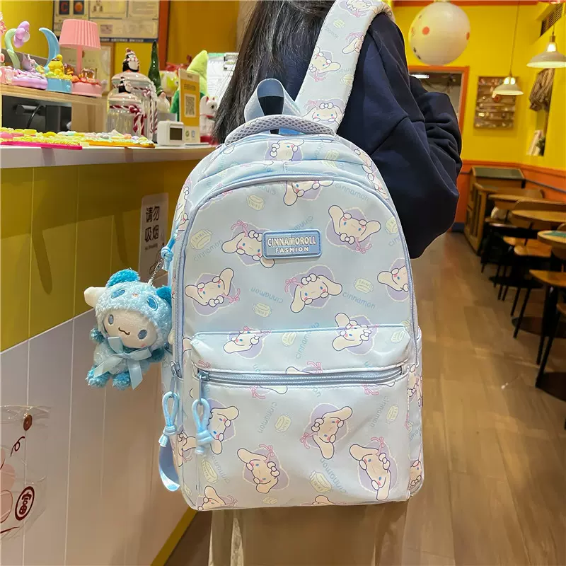 潮流新款日系书包印花尼龙小学生初中生卡通可爱背包轻便双肩包