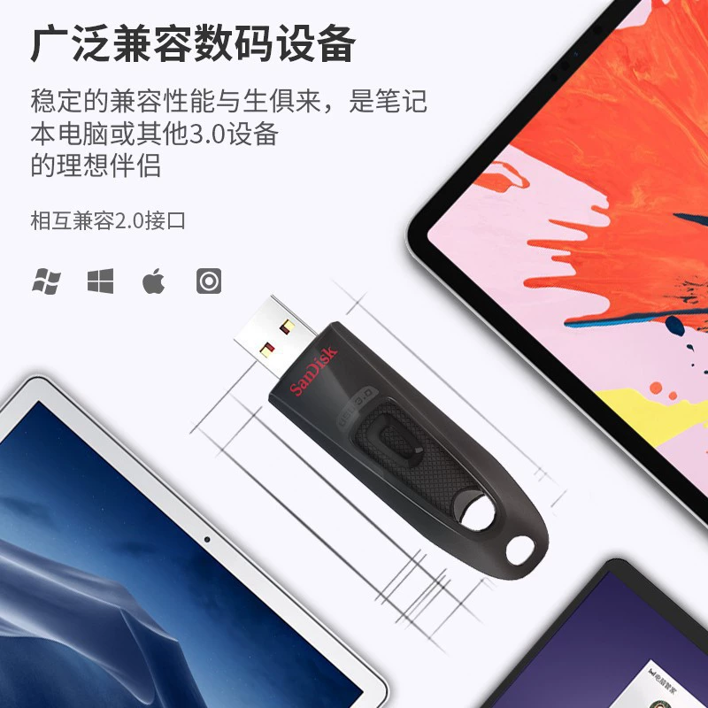 Sandisk, USB флэш-накопитель высокой скорости, совместимый с ноутбуком, 128G, 256gb