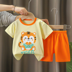 Children's short-sleeved suit pure cotton girls summer clothes boys t-shirt baby baby clothes Korean style children's shorts factory