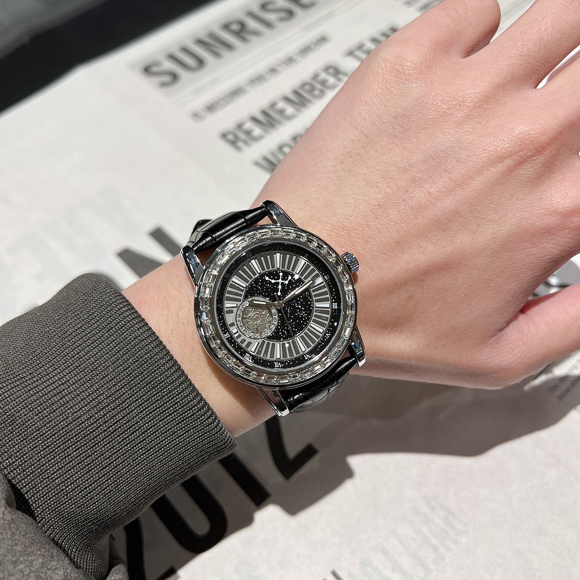 Cross-border genuine goods Tourbillon Hollow Automatic Fake Mechanical Time Watch Waterproof Luminous Men's Watch