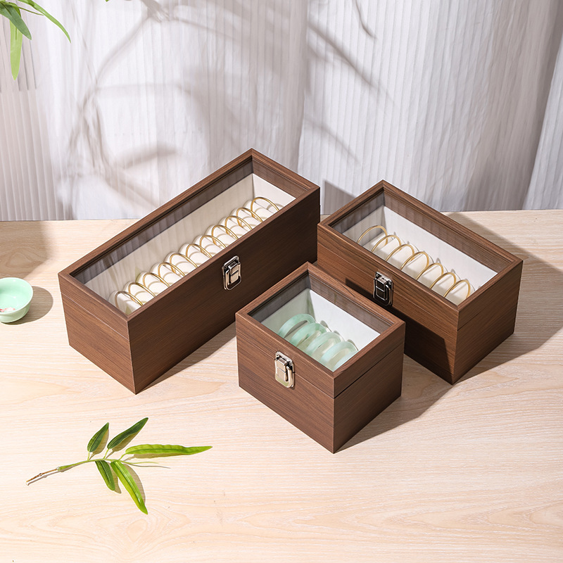 高档珠宝箱手镯防尘玉器整理翡翠木质展示手串黄金胡桃木收纳盒|undefined