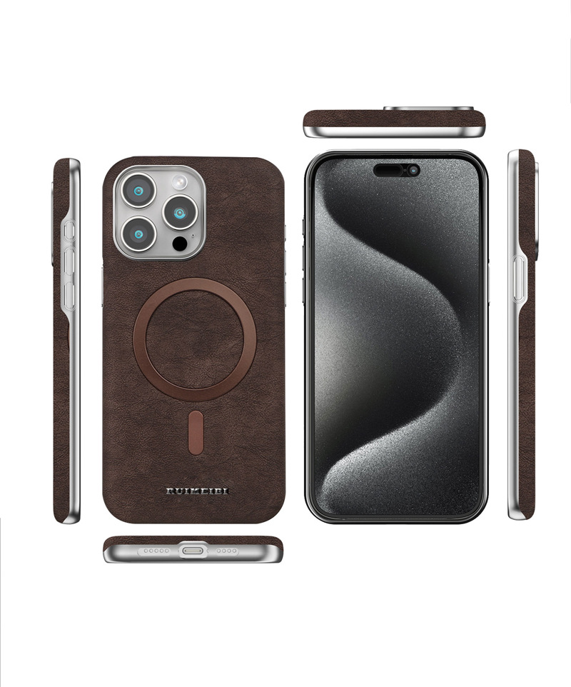 Ốp lưng da lộn bọc toàn bộ cho iPhone 15 Pro Max / 14, phong cách doanh nhân mạ điện — 【Màu xám nhạt w1★Mạ điện da mờ] sạc từ tính, 【Màu xám đậm w1★Mạ điện da mờ] sạc từ tính, 【Màu xanh w1★Mạ điện da mờ] sạc từ tính, 【Màu nâu sẫm w1★Mạ điện da mờ] sạc từ tính chi tiết 11