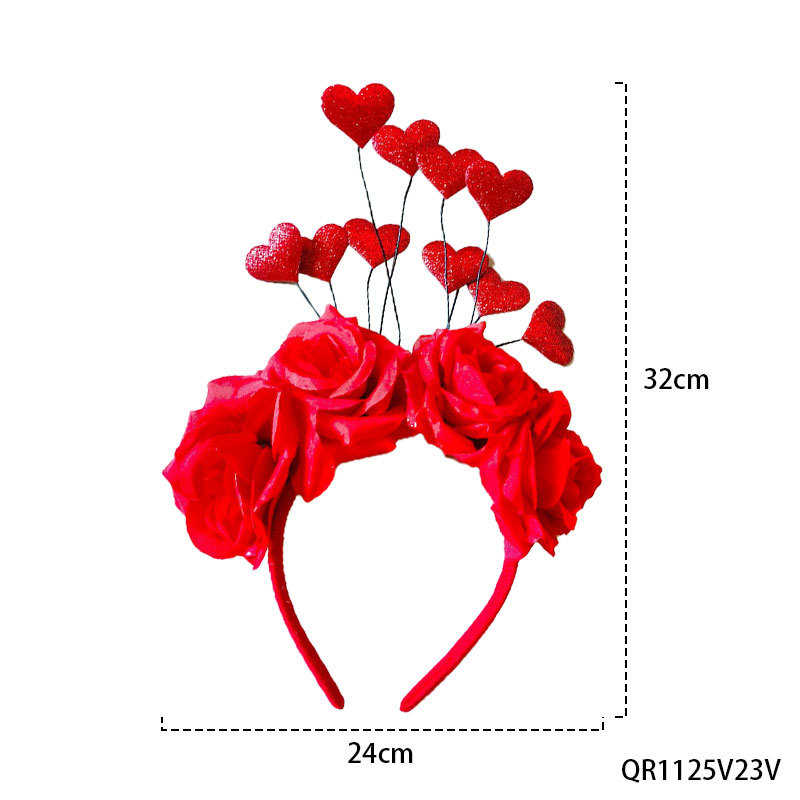 Diadema con forma de corazón para el Día de San Valentín, accesorios para el cabello de boda, diadema con horquilla para el Día de San Valentín, pendientes para el Día de San Valentín