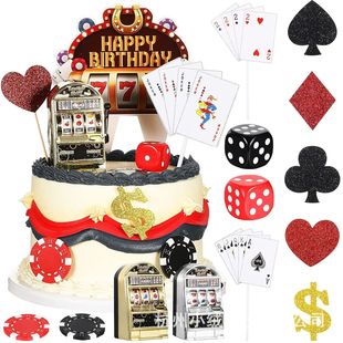 21 Piece Casino Cake Toppers Mini Toys Slot Machine Poker Las Vegas Casino Night Theme Party