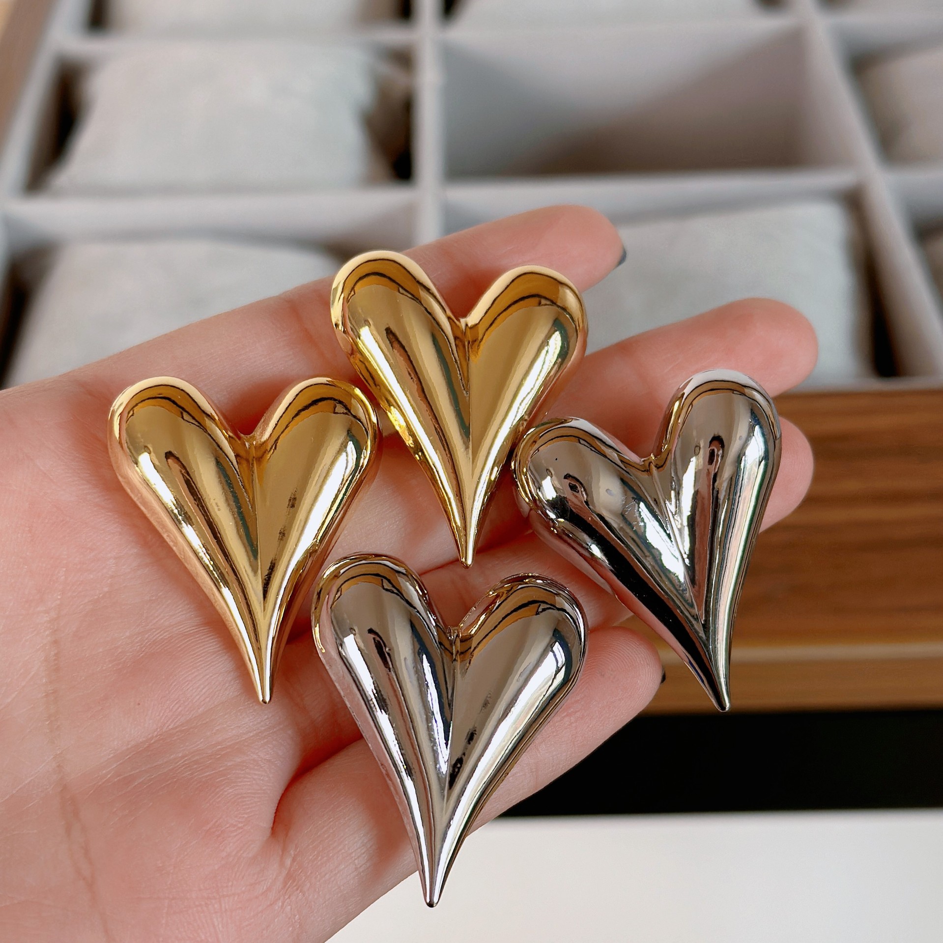 1 Pair Quantity Casual Occasion 1 Pair Simple Style Heart Shape Plating Brass Ear Studs