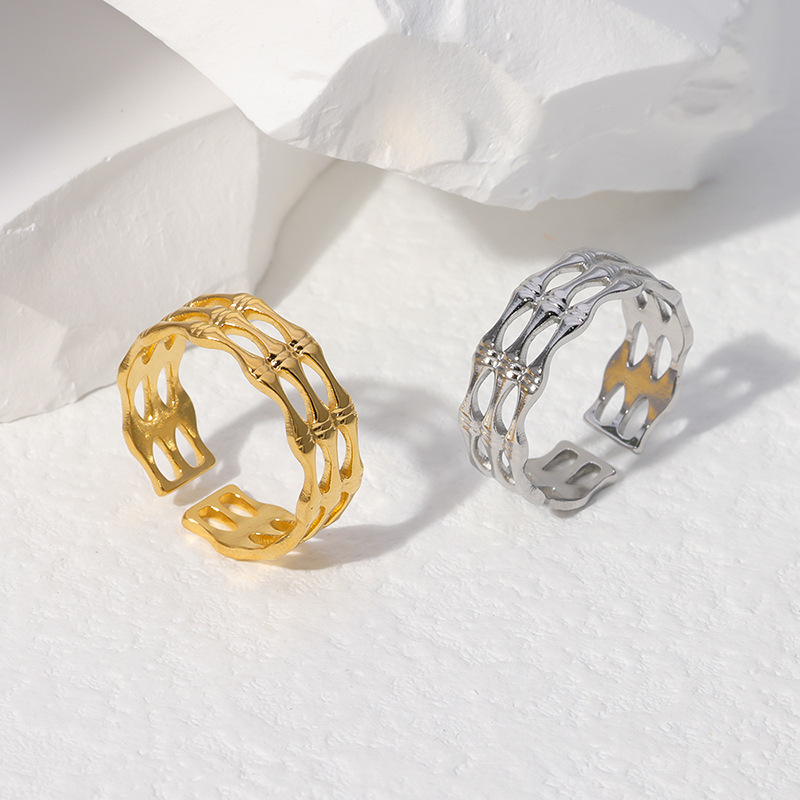 Fashion Solid Color Stainless Steel Plating Hollow Out Open Ring 1 Piece