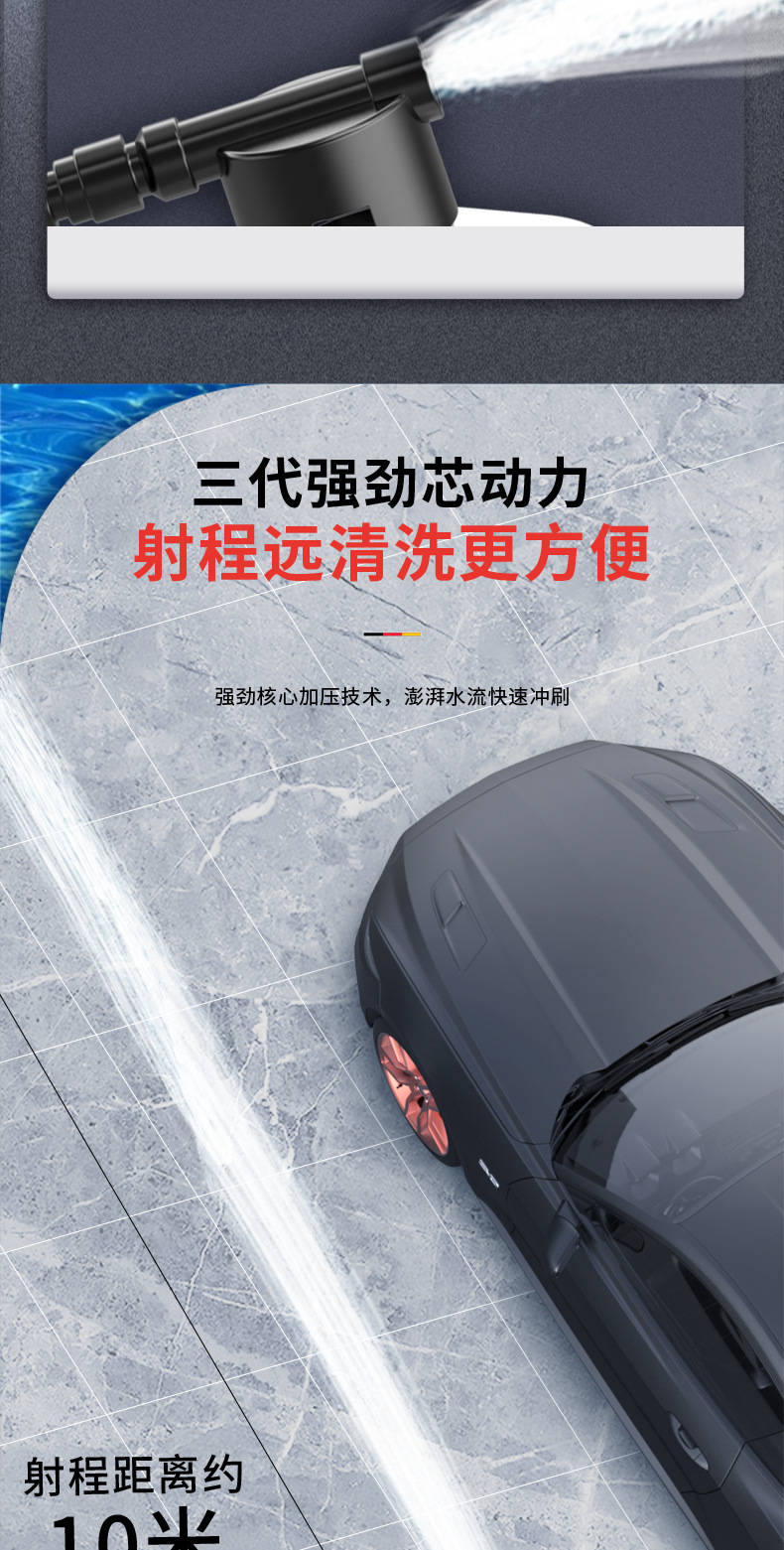 New 21V Lithium Battery Household Rechargeable Wireless High-Pressure Car Wash Machine High-Pressure Water Grab Convenient Car Wash Artifact
