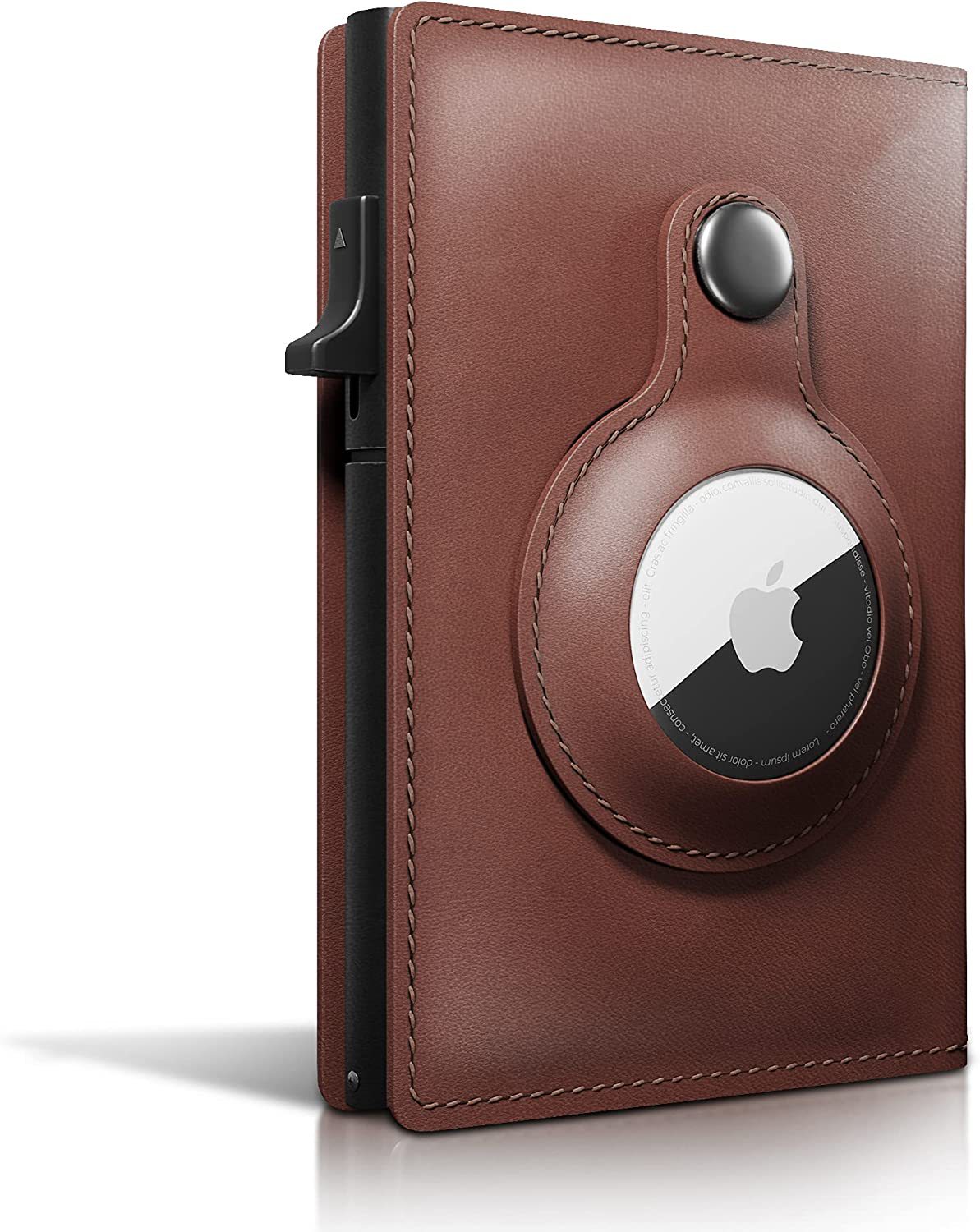 RFID europeo y americano Amazon metal aleación de aluminio titular de la tarjeta Airtag metal 100% cuero genuino Comercio exterior hombres