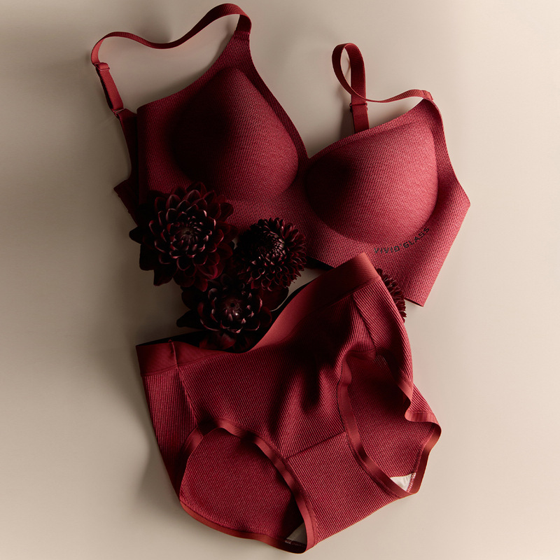 Cerotich New Year Red Wedding Zodiac Year Red Underwear Women's Small Breast No Wires Push up Sexy Plaid Bra