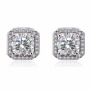 Classic fashionable square jewelry, earrings, crystal, zirconium