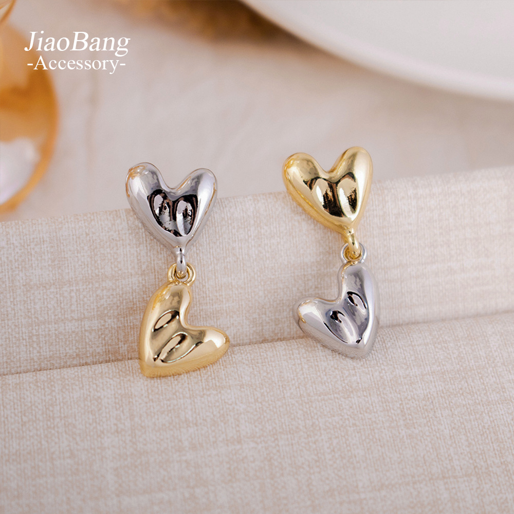 Pendientes de borla de doble amor de moda coreana Diseño personalizado Pendientes de viento frío Temperamento de nicho Pendientes simples y versátiles