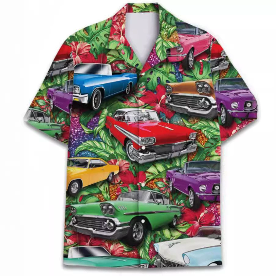 Новая модная летняя повседневная градиентная печать гавайская рубашка мужская праздничная приморская торговля трансграничных производителей