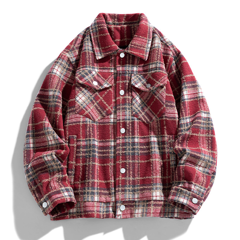 Men's Clothing Autumn And Winter Men's Jacket Trend Fashion Loose Plaid Shirt Jacket Men's Casual All Match_voghion.com