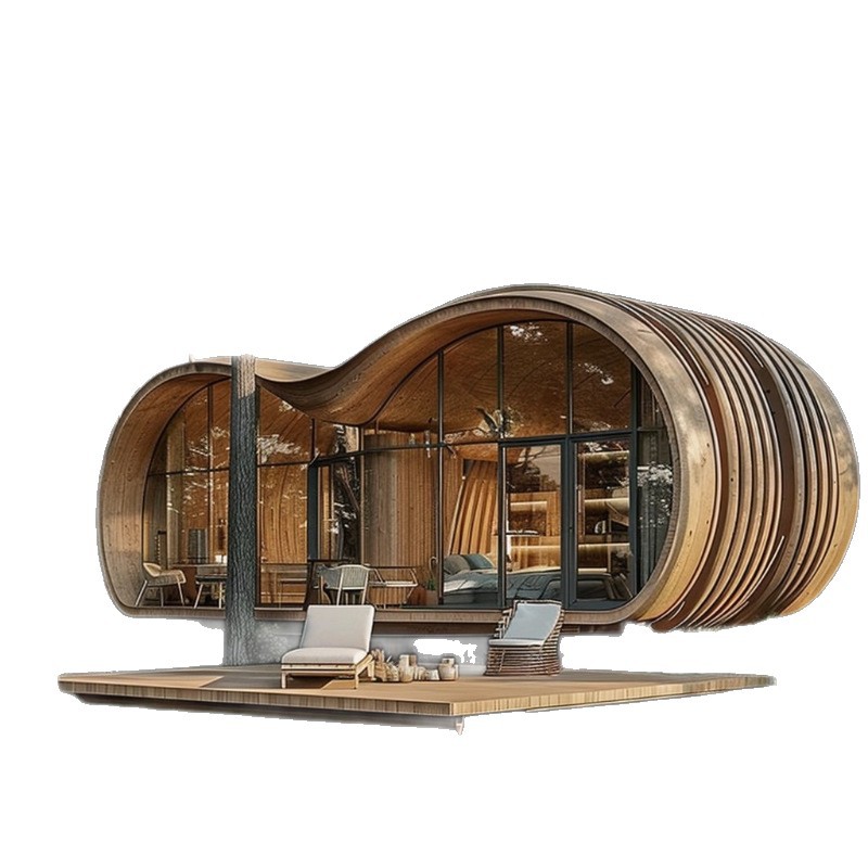 Casa de madera de modelado móvil al aire libre Bosque idílico Villa de lujo de vacaciones punto escénico de tarjetas de perforación en línea característica casa de madera