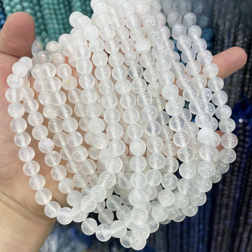 Natural calcite, gypsum, round beads, half-finished beads, DIY jewelry accessories, cross-border wholesale