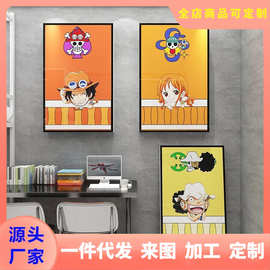 卡通Q版海贼王挂画男生宿舍墙贴寝室布置卧室墙面装饰书房背景墙