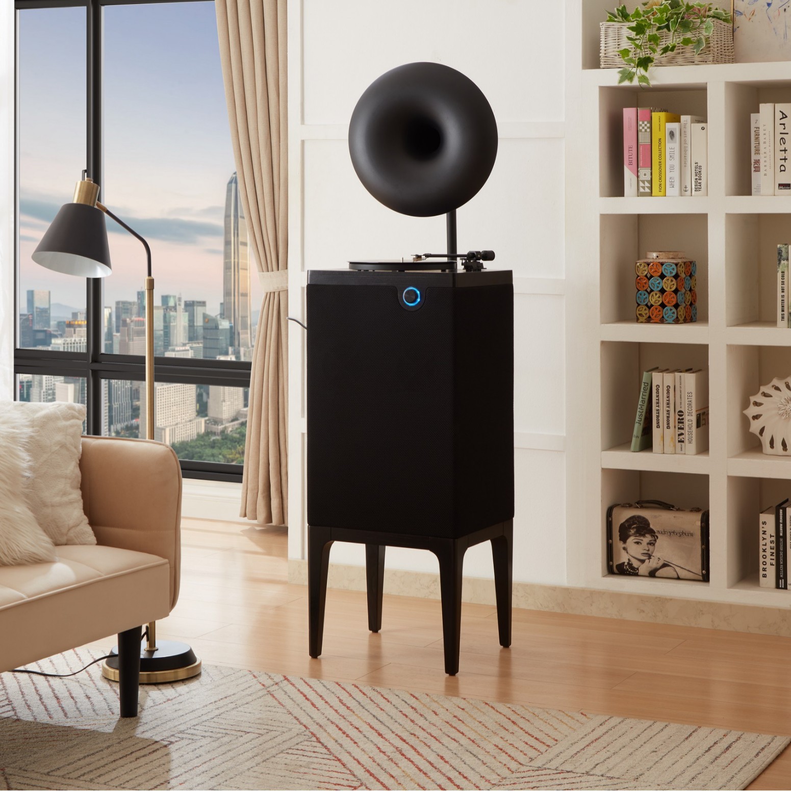 现代轻奢 留声机音响蓝牙客厅C-H2复古蓝牙音箱立体声双声道