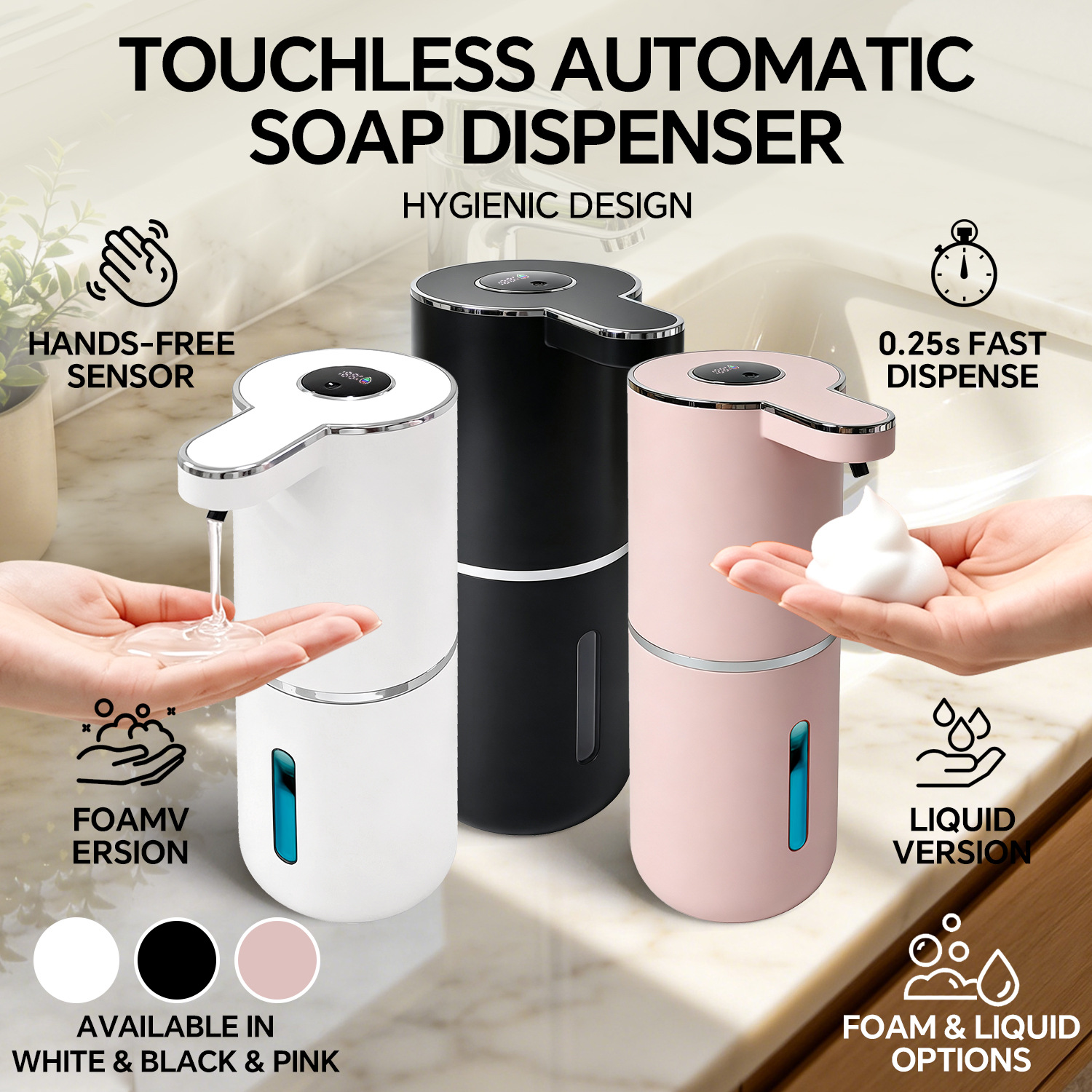 New Pro10S high-end digital screen sensor soap dispenser automatic hand sanitizer machine wall-mounted in stock