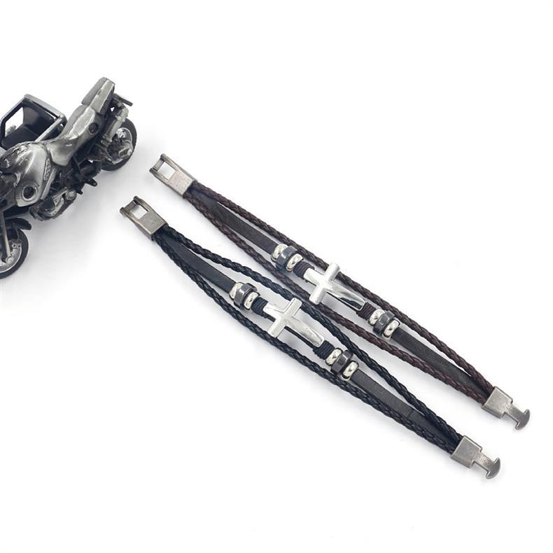Hiphop Kruis Kunstleer Legering Unisex Armband display picture 2
