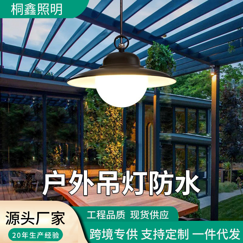 lámpara solar iluminación exterior LED interior y exterior lámpara de patio jardín casa patio a prueba de agua pabellón lámpara colgante