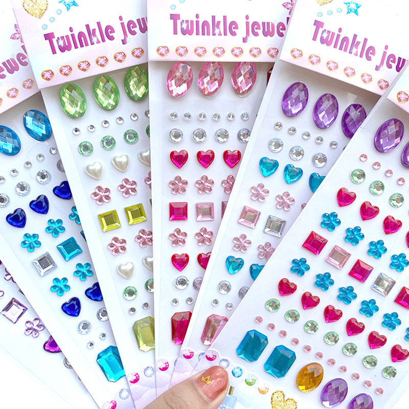 Children's Diamond Stickers DIY Handmade Acrylic Crystal Stickers Gem Stickers 3D Decorative Stickers Makeup Eye Corner Stickers