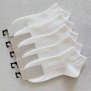 Men's and women's pure color spring and summer white single-needle short socks summer sweat-absorbent breathable TikTok same style couple popular boat Socks