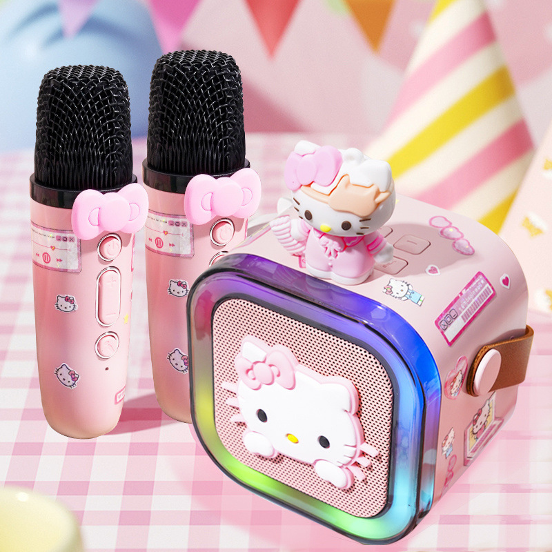 ハローキティ レコードプレーヤー Bluetooth スピーカー かわいい KT 猫マイク 歌うオーディオ 誕生日プレゼント 女の子|undefined