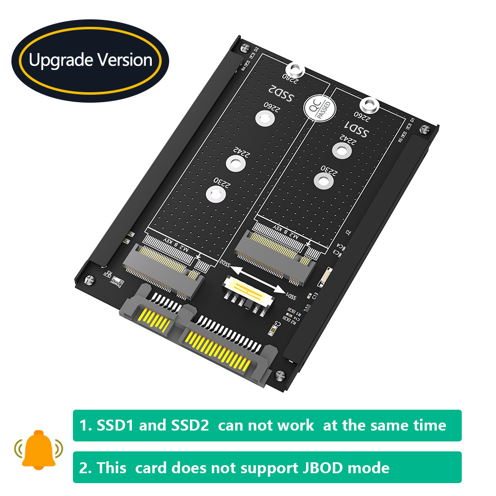 New Dual M.2 B-Key Ssd to Sata3 Adapter Card with Bracket, B Key to Sata3 Adapter Card
