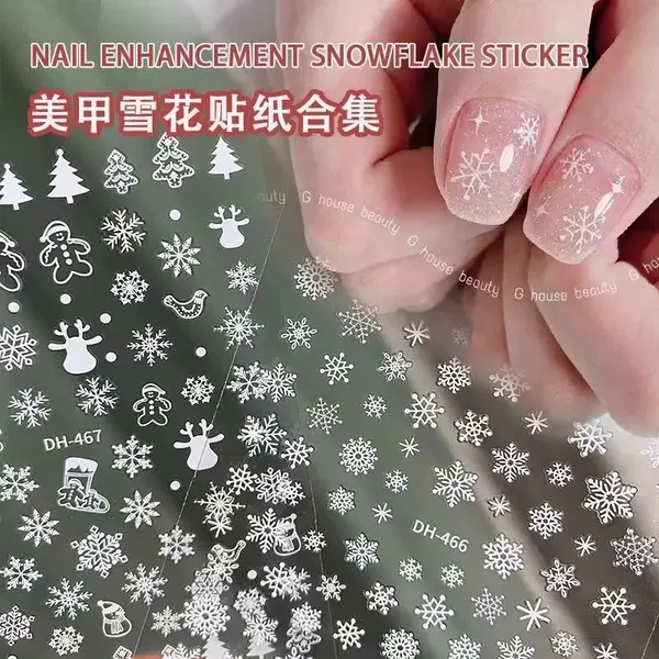New Snowflake Nail Art Stickers White Christmas Snowflake Ornaments Nail Art New Year New Year Snowflake Stickers Nail Decorations