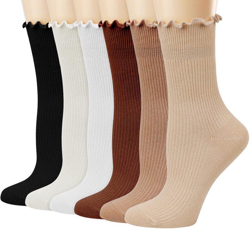 Female Student White Socks Loafers Special Socks Lace Stacking Socks Amazon Double Needle Ear Mile Socks