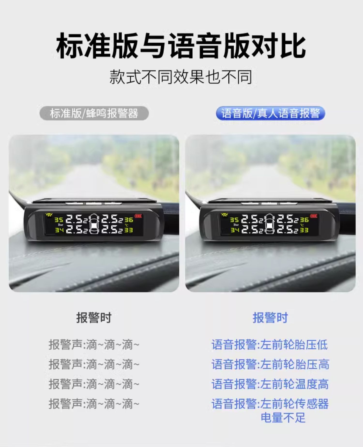 Suitable for Tire Pressure Monitor Built-In External Car Tire Detection Monitor Wireless Solar High-Precision Measurement