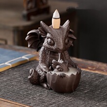 跨境专供倒流香炉陶瓷恐龙紫砂香薰炉创意檀香工艺品礼品家居摆件