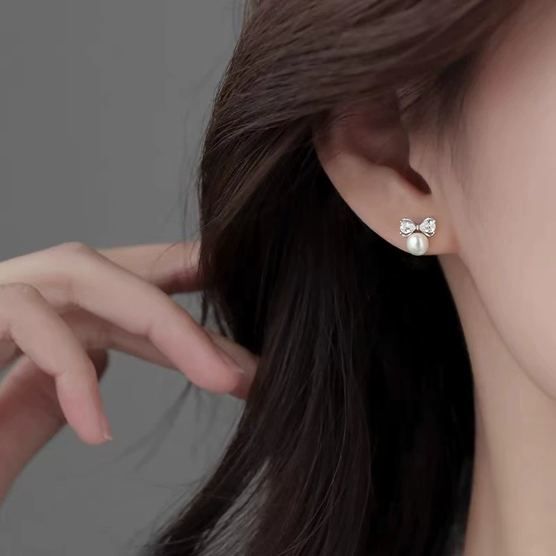 Серебряная игла с бантом, серьги из жемчуга, сумка, образец серебра 925, светская роскошь, стиль высокого качества