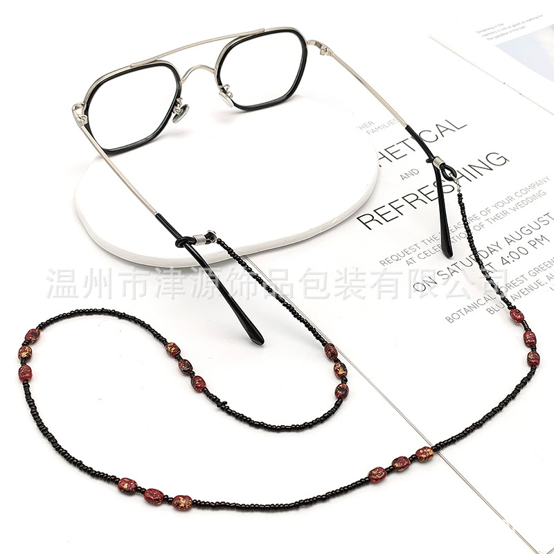 Jinyuan черные маленькие рисовые бусины стеклянные бусины цепочка микс Коричневые круглые бусины элегантные темпераментные очки пресбиопические аксессуары