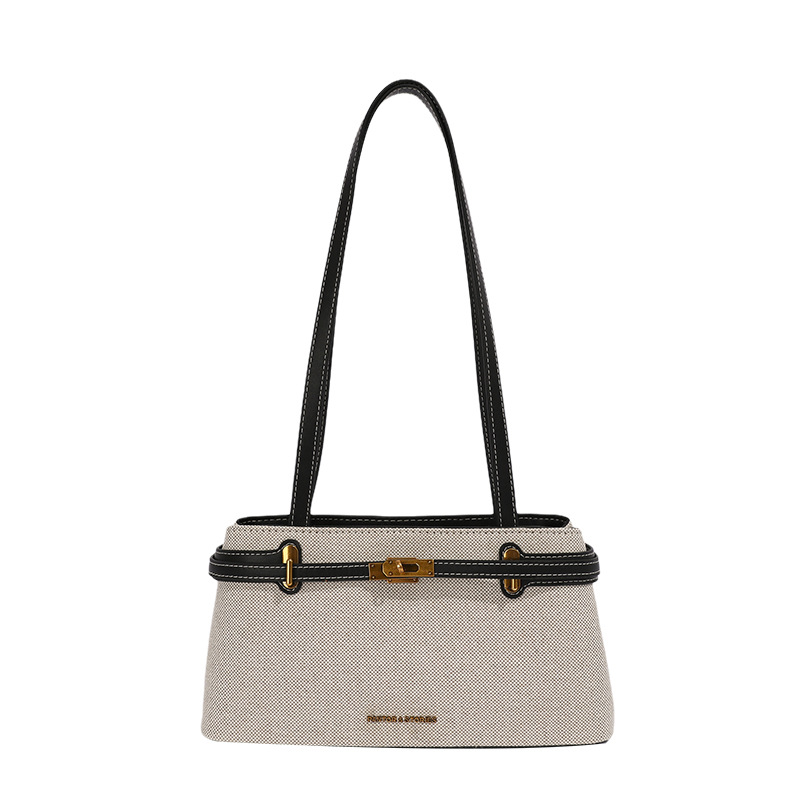 Textura de lino simple versátil alta sensación bolso de hombro de nicho para mujeres de diseño de viaje al trabajo bolsa de ocio