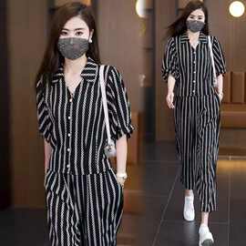 2025新款夏季休闲宽松套装显瘦时尚气质薄款洋气显瘦两件