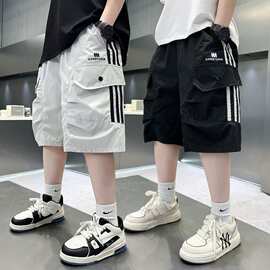 儿童休闲工装短裤速干2026夏季新款男童裤子中大童中裤七分夏天薄