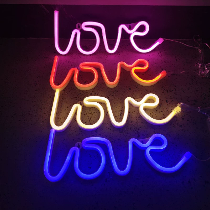 Cross-Border Led Neon Light Love Shape Creative Trunk Proposal Decoration Christmas Atmosphere Party Lantern
