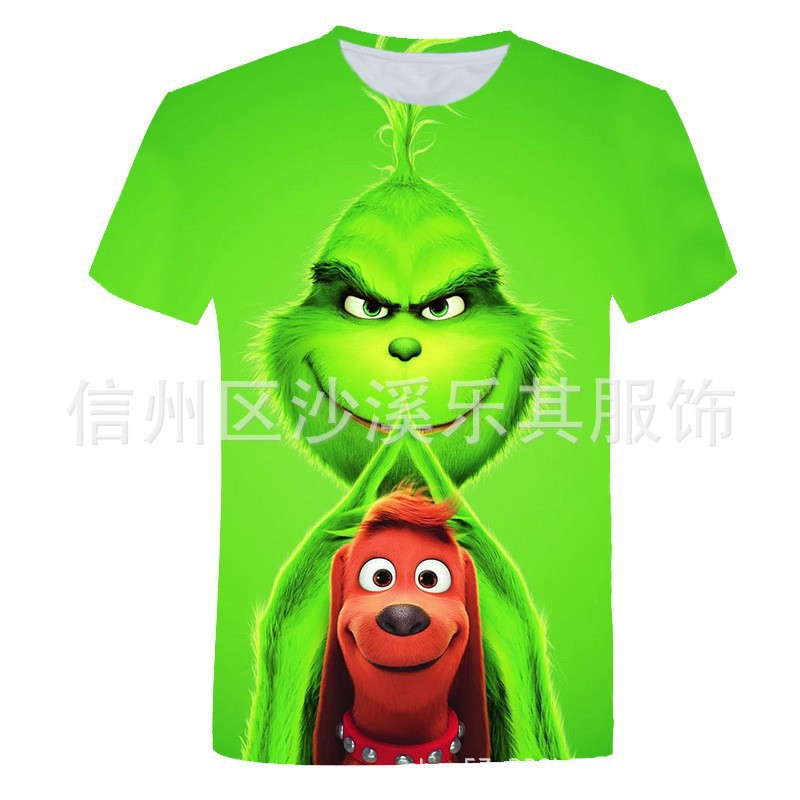 2024 Deportes de ocio europeos y americanos Cuello redondo Monster de pelo verde Camiseta corta Impresión digital 3D a la imagen Z Pareja adolescente T