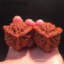 配阶文玩桃核三棱核桃拼接的狮子大奔三道茎异型蛤蟆头麒麟纹手工