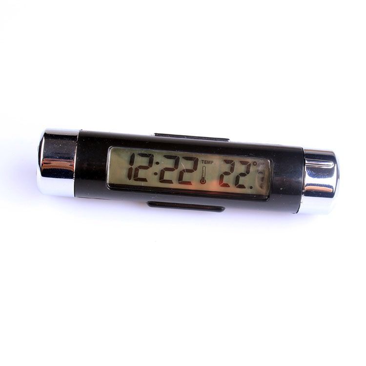 Transparent liquid crystal display thermometer car electronic clock air outlet type electronic watch with clip luminous