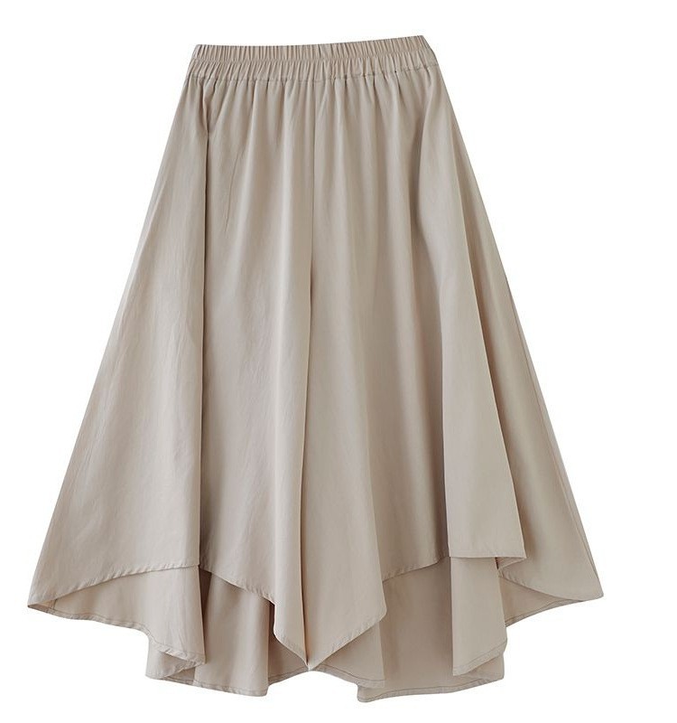 높은 허리 와이드 레그 팬츠 및 스커트 여자 2023 여름 루즈 올 매치 캐주얼 팬츠 슬리밍 불규칙한 얇은 자른 바지