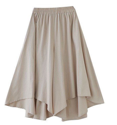 Women's Summer High-Waisted Wide Leg Pants Skirt Loose Matchable Casual Pants for Hiding Fat Uneven Thin 9/10th Pants