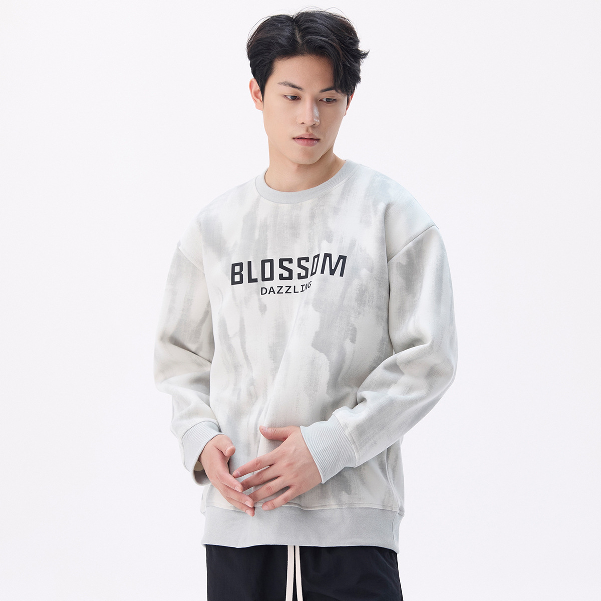 Autumn Winter 2024 New Print Round Neck Sweatshirt Men's Loose Casual Style American Simple Trend Couple