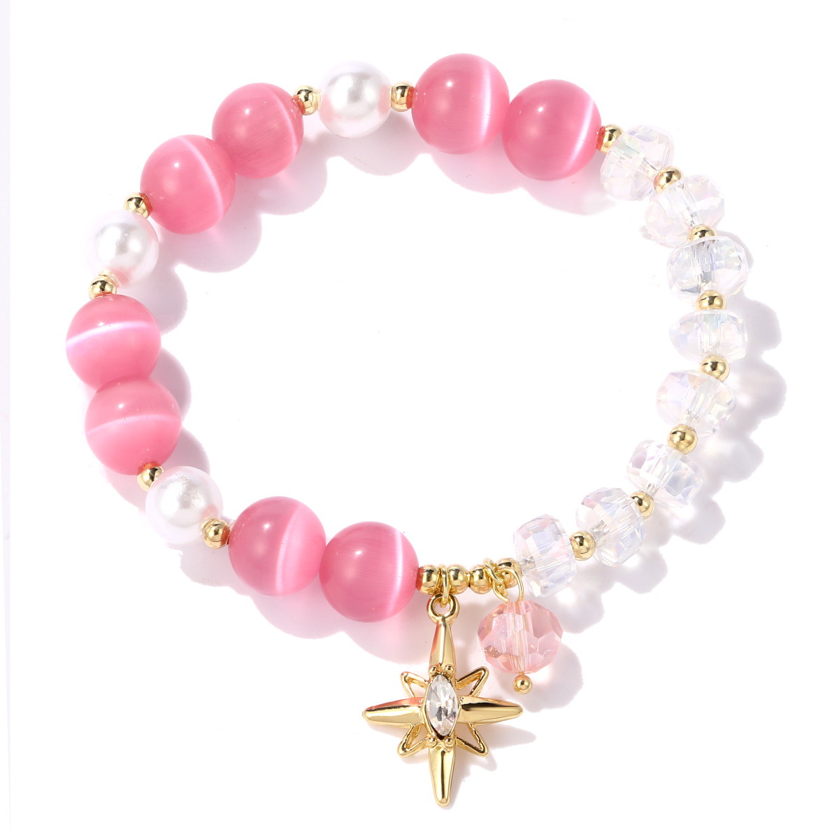 Fashion New Pink Opal Crystal Star Beads Geometric Bracelet display picture 5